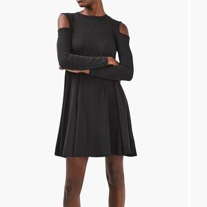 Topshop Black Cold Shoulder Swing Dress